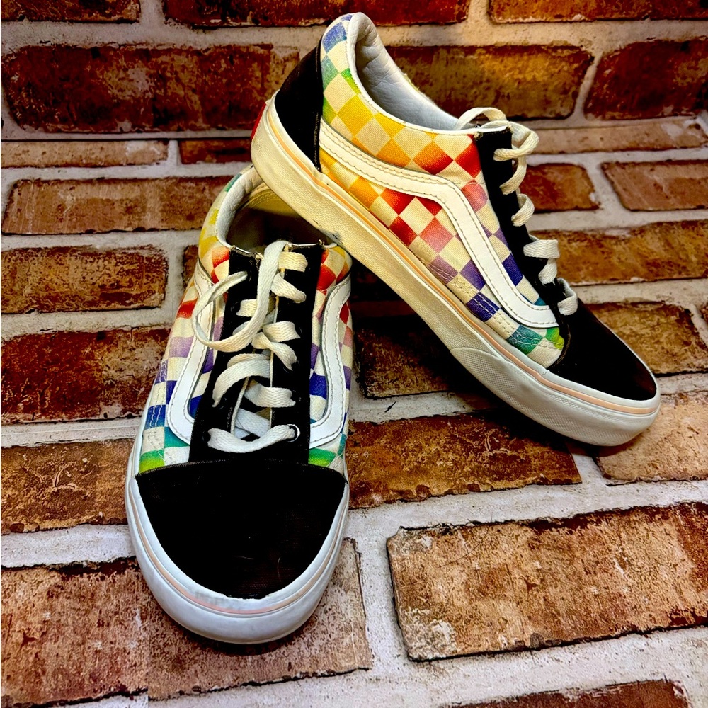 Rainbow checkered Vans